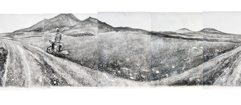 010 Wecome to the desert 2 - Ódáðahraun desert - Vatnajökull National Park Ísland Graphite and oil on prepared card. 61 x 374 cm 2026 small